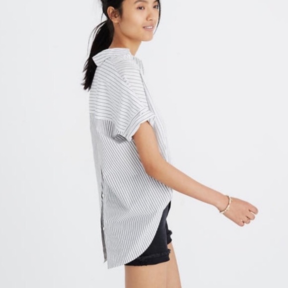 Madewell Courier Button-Back Shirt in Stripe Mix - Picture 10 of 12